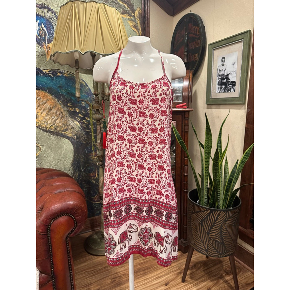 FINEJO Red and White Elephant Print Mini Dress XL - Picture 2 of 9